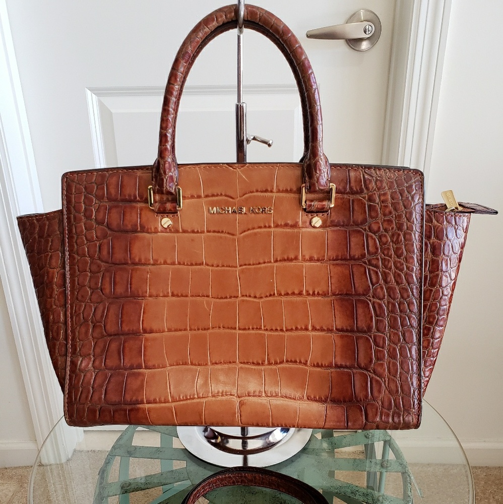 Michael Kors Zip top Croc Embossed Handbag